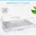 Dandat Rectangle Cake Stand with Lid Acrylic Dessert Display Case with Marble Base Multifunctional Serving Tray for Pastry, Charcuterie, Kitchen, Easter Party, 14.5 x 9 x 4.5 Inches(Marble Color)