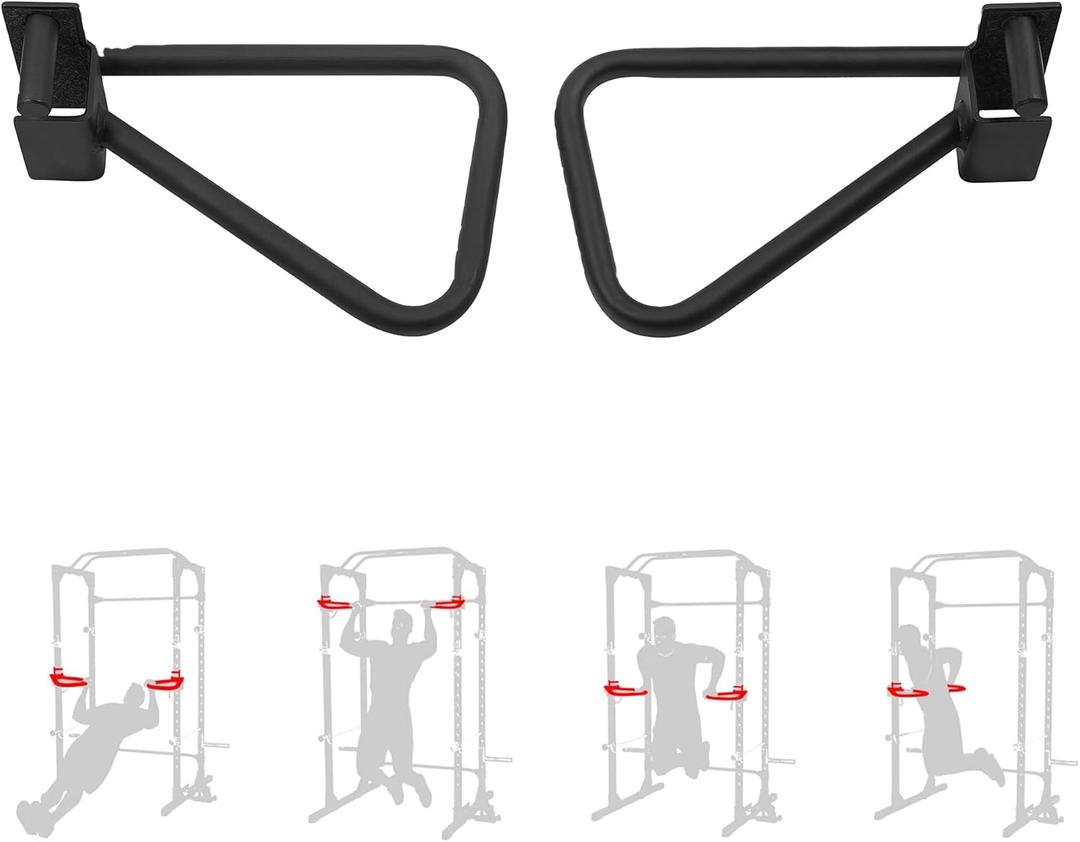 Fitvids Dip Bar Attachment for Squat Rack, Multi Grip for Strength Training, Pull up, Push up 2x2 inch Power Cage Squat Rack, Pair