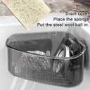 2PCS Sink Organizer Rack for Kitchen for Sponges, Scrubbers, Sink Corner Drain Box,with Adhesive Suction Cup Mount(Black)