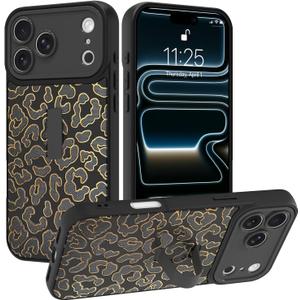 Compatible with iPhone 17 Pro Max Case with Finger Strap, Black | Luxury Cheetah Print Shockproof Soft TPU Protective Cover for Women Girls, Anti Scratch Case for 17 Pro Max 6.9 Inch