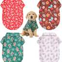 Weewooday 4 Pack Christmas Dog Shirts Pet Costumes Set, Funny Pattern Soft Dog T-Shirt Snowflakes Gingerbread Men Candy Berries Pet Outfit for Cats, Small and Medium Dogs Xmas Holiday Party(Xs)