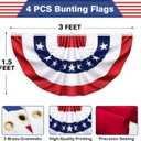 4 Pack 250th Anniversary USA Pleated Half Fan Bunting Flags, 1.5 x 3 Feet Bunting Flags Outdoor Memorial Day Fourth of July Independence Day 4th of July Decorations
