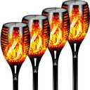 Otdair 96 LED Solar Lights Outdoor Upgraded 4 Pack, 2200mAh Solar Tiki Torches with Flickering Flame, Waterproof 43" Tall & Super Larger Size Solar Torch Light for Garden, Yard, Patio, Decorations (Warm)