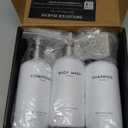 White Shampoo and Conditioner Dispenser Set by Brighter Barns - Shower Dispenser for Bathroom - Refillable Plastic Shampoo Bottle & Stainless Steel Pump - Shampoo Dispenser for Vacation Rental (White)