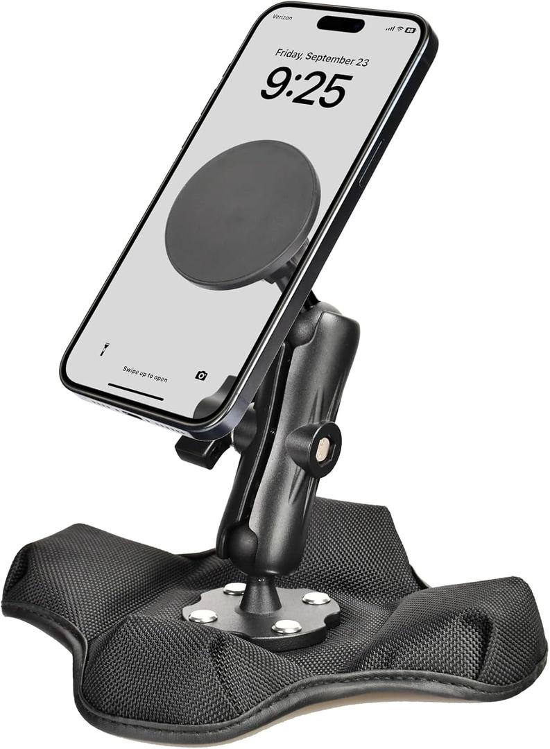VAUBORTTI Magnetic Phone Holder for Desk&Car Dash,Aluminum Arm, Non-Slip Beanbag Base, 360 Rotation at 3 Points, Compatible with MagSafe iPhone 12-16 Series, Fits RAM B Size 1" Ball