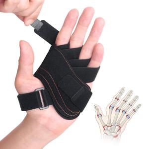 DrFinger Finger Ulnar Deviation Splint Brace, Finger Joint Deviation Orthopedic Corrector With Metal Bracket-Black-(Left-L)