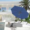 JEAREY 9FT Outdoor Patio Umbrella Outdoor Table Umbrella with Push Button Tilt and Crank, Market Umbrella 8 Sturdy Ribs UV Protection Waterproof for Garden, Deck, Backyard, Pool (Dark Blue)