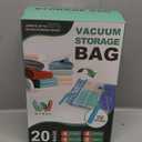 20 Pack Vacuum Storage Bags, Space Saver Bags, Vacuum Sealed Bags for Comforters, Blankets, Clothes Storage, Hand Pump Included (4 Jumbo/4 Large/4 Medium/8 Small) (Clear)