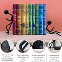 Ottimo Heavy Duty Metal Unique Office Desk Bookends for use as Bookshelf Decor, Home, Office or Kitchen Shelves. Unique, Cute and Decorative Book Stopper to Hold Books, Great Gift Idea (Black)
