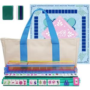 American Mahjong Game Set, Portable Carrying Bag,Acrylic 160 Tiles,Western Mahjong Tiles Set,Complete Ma Jong Set (Green), 30Mm X 23Mm X 13Mm