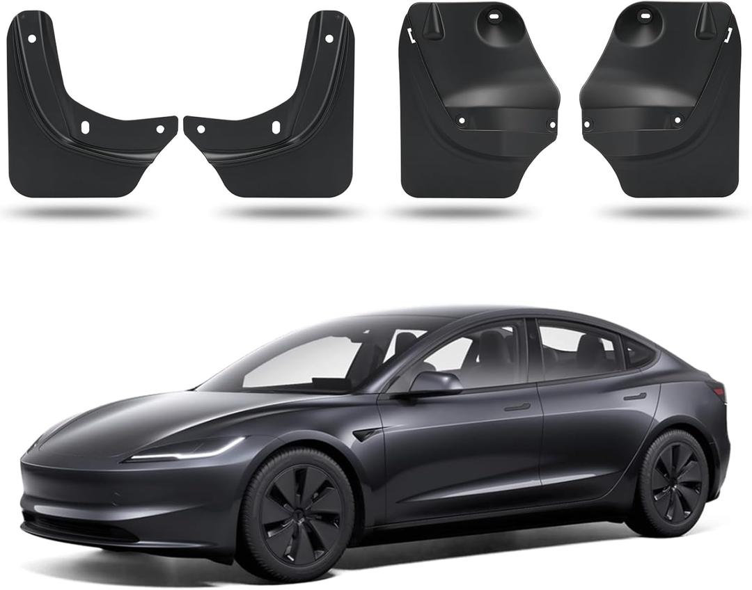 Mud Flaps, Compatible with Tesla Model 3 Highland 2024 2025,Splash Guard Accessories, No Drilling Required, Black