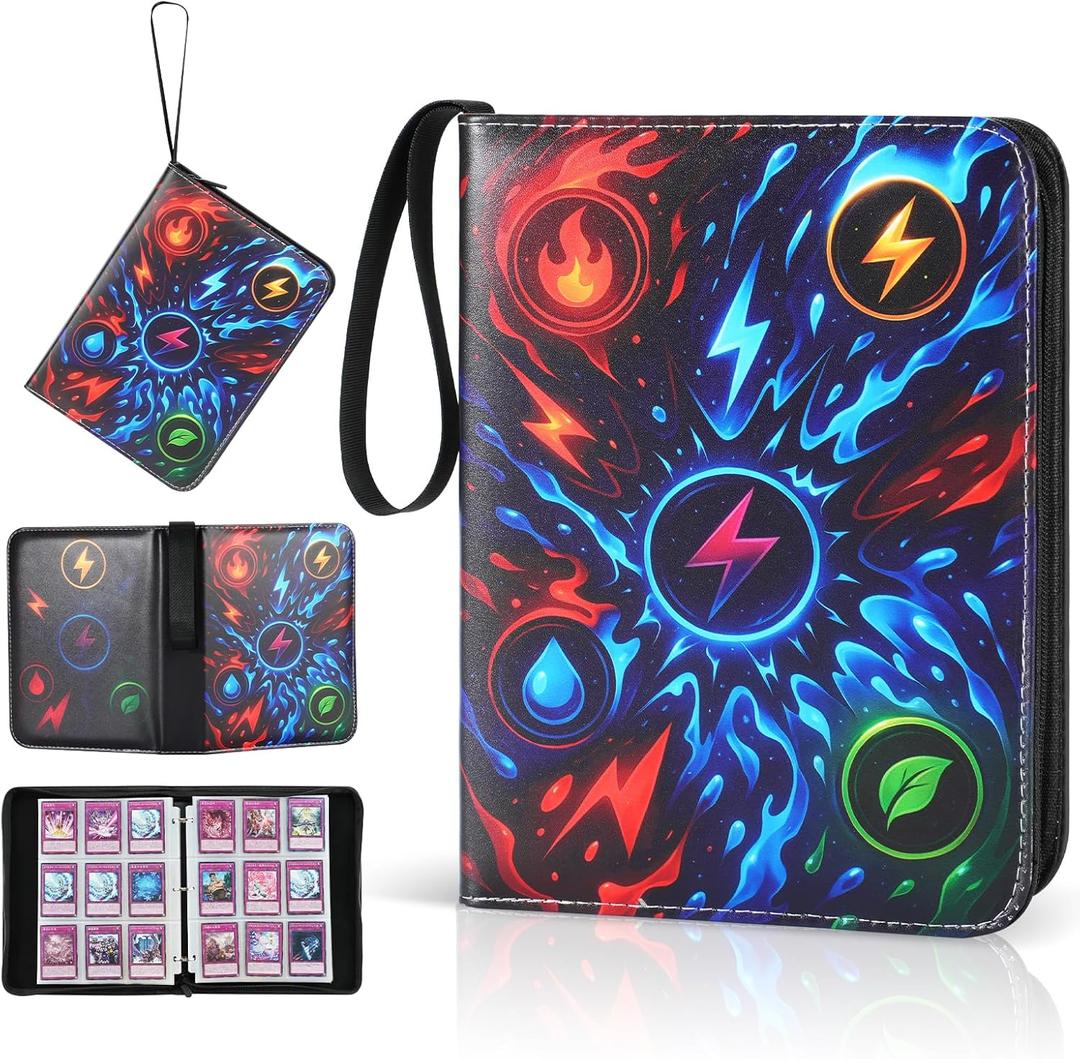 Trading Card Binder, 9-Pocket, Holds 1080 Cards, 120 Pages Side-Loading Card Album, PU Leather, Acid-Free Archival Sleeves, Durable Organizer for MTG, TCG & Sports Cards, Gift for Kids, Boys and Girls