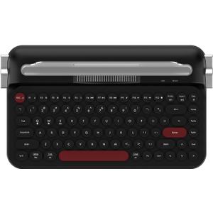 Ajazz AF84 Wireless Membrane Silent Typewriter Keyboard, Bluetooth/2.4G Dual-Mode Connection, Cute Retro Aesthetic Design with Integrated Stand for Tablet, Phone, PC and Win/Mac/Android Black