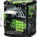 ATM Piggy Bank for Boys Girls, Vcertcpl Mini ATM Coin Bank Money Saving Box with Password, Kids Safe Money Jar for Adults with Auto Grab Bill Slot, Great Gift Toy Bank for Kids (Large, Green)