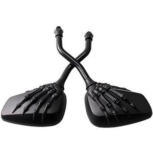 Pairs of Distinctive Skull Skeleton Hand 8mm 10mm Rearview Side Mirror for Motorcycle Scooter Moped Bike Standard Bike (Black)