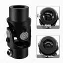 3/4 Round x 3/4 DD Black Single Steering Shaft Universal U Joint, Working Angle: 35 Degree, Total Length: 83 mm