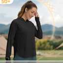Women's UPF 50+ Sun Shirt with Hoodie SPF Long Sleeve UV Protection Shirts Sun Protection Clothing Hiking Fishing Outdoor Lightweight Black S (Black, S)