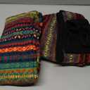 Shyyween 2 Pairs Extra Long Boho Leg Warmers for Women, 30 Inch Over Knee Bohemian Wool Knit Thigh High Leg Warmers (Navy, Black)