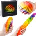 Fidget Worm Toy - Fidget Toys Adults | Quiet Fidget Sensory Toys for Adults & Teens | Desk Fidgets for Adult | Anxiety Stress Relief Toy |Toys for Autistic Kids Ages 3-5 5-7 8-10 8-12(Rainbow, Big) (Large)