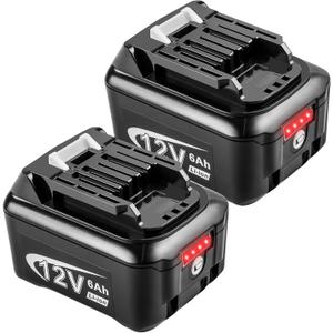 Futurebatt 2-Pack 12V High-Output 6.0Ah Battery for Makita BL1021B BL1041B Power Tools 12-Volt max CXT Lithium-Ion Battery