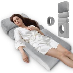 HOMCA BBL Bed After Surgery for Sleeping, Ergonomic BBL Pillow After Surgery with Hole, High Density Foam Brazilian Butt Lift Recovery Pillow with Removable Cover, BBL Recovery Must Haves(67x22x6.3in)