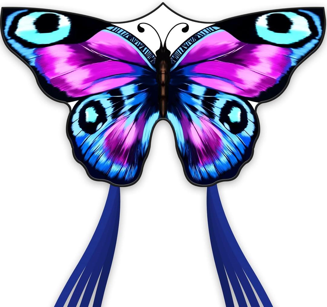 Colorful Butterfly Kite,Easy to Fly Large Outdoor Kite for Kids & Adults, Beach & Park Toys with Durable Nylon, Family Fun Activities (purple)