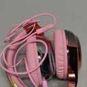 QearFun Kids Headphones Wired with Mic, 85/94dB Safe Volume Limit, Foldable Over Ear, Tangle-Free Cord & Sharing Port, Wired On-Ear Headset for School, Chromebook, Tablet, Travel - Boys & Girls (Pink aurora)