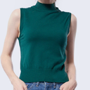 Turtle Neck Sleeveless, Dark Green, Medium
