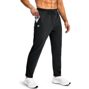 Mens Sweatpants with Zipper Pockets Joggers for Men Workout Athletic Gym Track Fitness Clothing Gifts (Black, M)