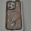 Compatible with iPhone 15 Pro Case with Invisible Magnetic Ring Stand [Compatible with Mag-Safe] [Full Camera Lens Protector] Plating Clear Phone Case for iPhone 15 Pro 6.1", Gold