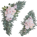 Pink Wedding Arch Flowers Set of 2, Artificial Wedding Arch Floral Swag Arrangement for Reception Photo Backdrop Decoration, Bridal Shower, Baby Shower