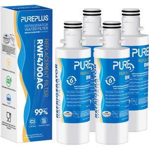 PUREPLUS MDJ64844601 Replacement for LG LT1000P ADQ747935, Kenmore 9980, LT1000, LT1000PC, ADQ74793501, ADQ74793502, LMXS28626S, LMXS30796S, Refrigerator Water Filter, Model: RWF4700AC, 4Pack (4 Count (Pack of 1))