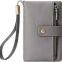 SENDEFN Small Wallet for Women Leather RFID Blocking Wristlet Wallet Credit Card Holder with Double Zipper Coin Purse Ladies Bifold Purse