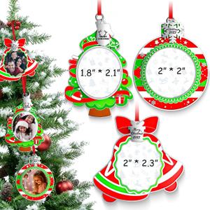 MGparty 3 Pack Christmas Picture Frame Ornaments Xmas Metal Hanging Photo Frame with Pendants 2025 Holiday Keepsake Gifts Christmas Tree Decorations