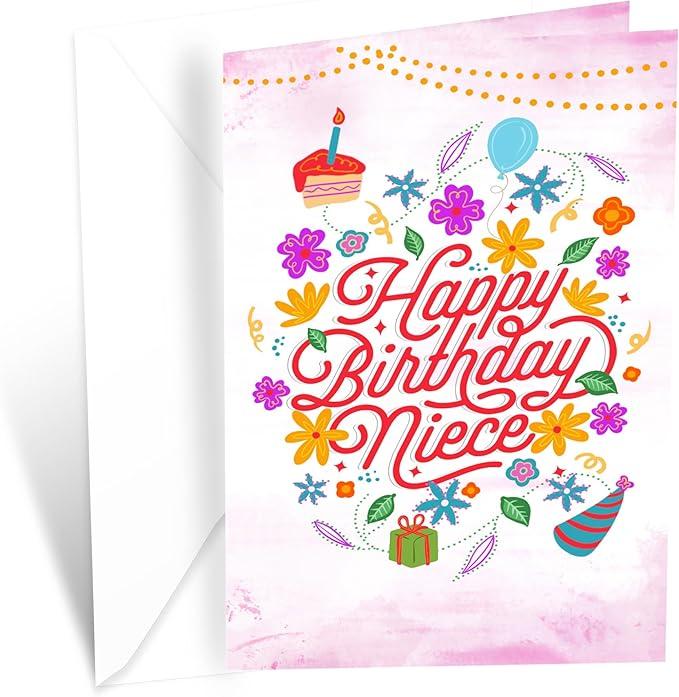 Prime Greetings Niece Birthday Card, Made in America, Eco-Friendly, Thick Card Stock with Premium Envelope 5in x 7.75in, Packaged in Protective Mailer