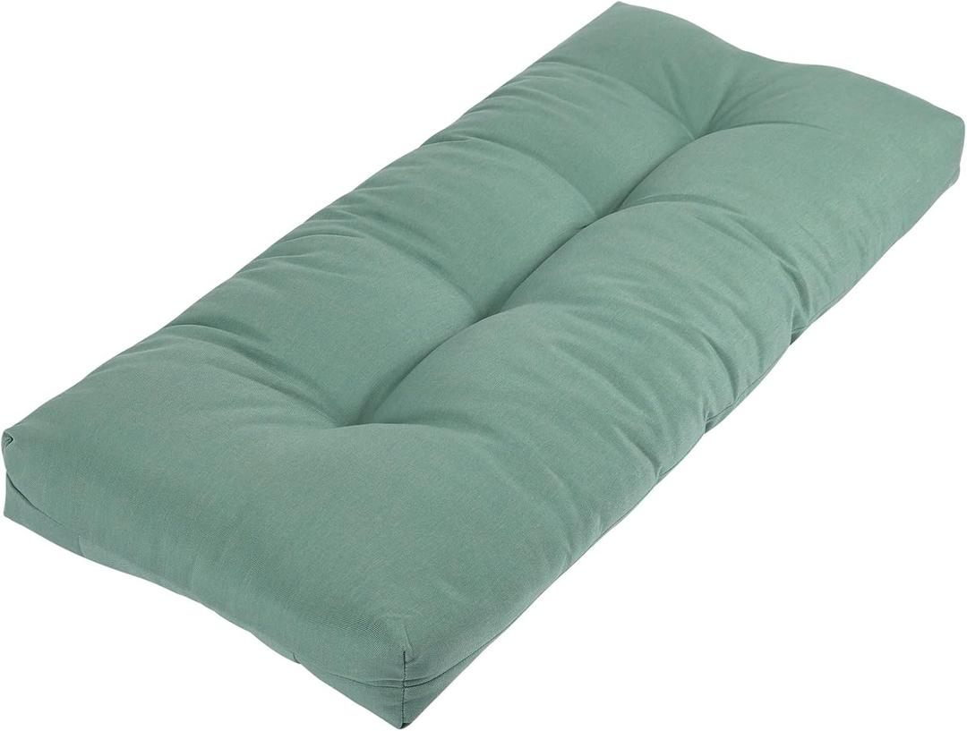 Patio Bench Cushion 42 x 18 Inch, Non-Slip Water Resistant Long Seat Pads, Indoor Outdoor Tufted Loveseat Cushion for Garden, Swing, Settee, Window, Wicker, Front Porch(Aqua Leala)