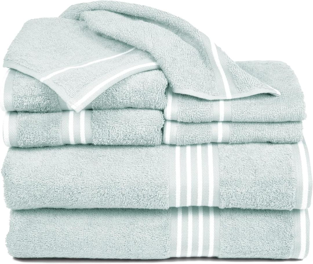 Lavish Home Rio 8 Piece 100% Cotton Towel Set - Seafoam