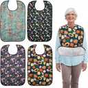 Adult Bibs for Women, 4-Pack 18"30" Waterproof&Washable Adult Bibs for Eating, Gifts for Elderly Women, Mom, and People with Disabilities (Colorful Flowers)