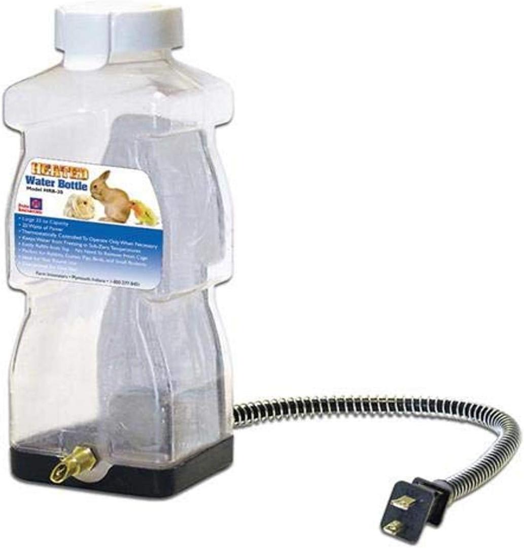 Farm Innovators Model HRB-20 Heated Water Bottle for Rabbits, 32-Ounce, 20-Watt, 4.2 x 4.2 x 11.5 inches, 1 Pound
