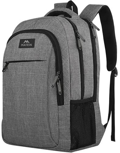 MATEIN Travel Laptop Backpack, Business Anti Theft Slim Sturdy Laptops Backpack Personal Item Bag, Water Resistant College School Computer Bag Gift for Men & Women Fits 15.6 Inch Notebook,  Austere Grey