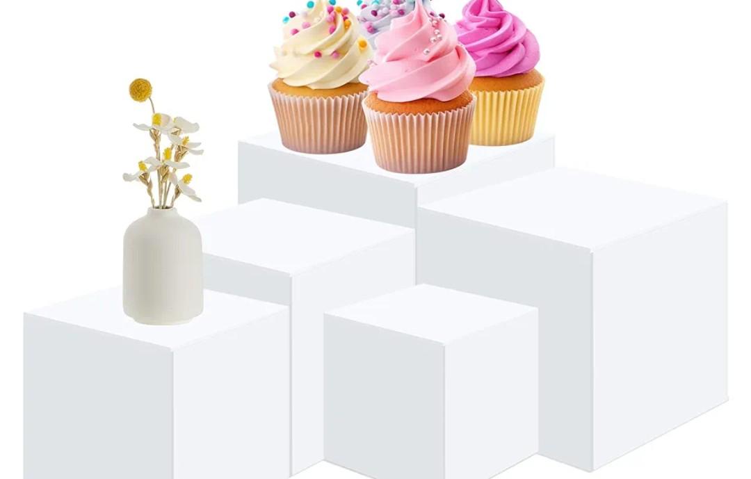 Geetery Set of 5 Display Buffet Risers (3",4",5",6",7") Acrylic Cube with Hollow Bottoms Acrylic Boxes Table Stands for Display Dessert Catering Collectibles Jewelry Decor (Small,3,4,5,6,7 Inch,White) Geetery Set of 5 Display Buffet Risers (3",4",5",6",7") Acrylic Cube with Hollow Bottoms Acrylic Boxes Table Stands for Display Dessert Catering Collectibles Jewelry Decor (Small,3,4,5,6,7 Inch,White)