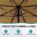AreShark 9 FT Patio Umbrella for Outdoor, Outdoor Table Umbrella with Push Button Tilt and Crank, Outdoor Patio Umbrellas with 8 Sturdy Ribs for Market, Garden, Pool (Khaki)