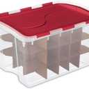 Sterilite 48 Quart Clear Stackable Holiday Christmas 45 Ornament Storage Box