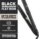 Black Germanium Flat Iron Hair Straightener 1.25 Floating Plates, Ionic Fast-Heat MCH, Digital 180450F, Frizz Control, 60-Min Auto Shutoff, 8.5-ft Swivel Cord, Salon Professional