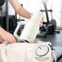 40 Oz Insulated Tumbler with Flip Straw Lid - 100% Leakproof, 100% Clean, Vacuum insulated Stainless Steel | BPA-Free, Handle & Cupholder Compatible - 24H Cold, Travel/Gym/Office (Cream)