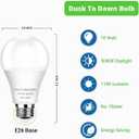 4-Pack Dusk to Dawn Light Bulbs Outdoor 75 Watt Equivalent, Automatic On/Off Sensor LED Bulb, 10W Daylight 5000K,1100 Lumen, A19 E26 Bulbs Photocell for Wall lamp Porch Garage Yard Light(Non-dimmable)