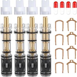 Enhon 4 Pack Dual Seal Cartridge Replacement Compatible with Moen 1225 1225B, One Handle Lavatory and Bathroom Faucet Cartridge Fits Single Handle Faucet/Showers, Brass