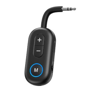 Bluetooth 5.3 Transmitter Receiver, 2 in 1 Wireless Audio Adapter for TV, Headphone, Speaker, Aux Bluetooth Adapter for Car, Hand-Free Call, Portable Wireless Adapter for Gym, Airplanes, Home (Black)