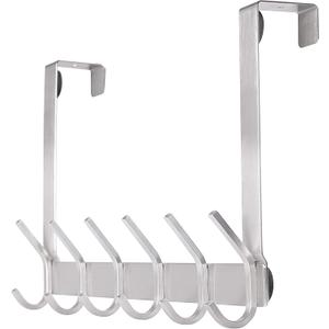 YUMORE Over The Door Hooks, SUS304 Stainless Steel Heavy Duty Door Hanger for Coats Robes Hats Clothes Towels, Hanging Towel Rack Organizer, Easy Install Space Saving Bathroom Hooks, Brushed Finish