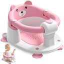 Baby Bath Seat for Babies 6 Months & up, NonSlip Toddler Bath Seats for Babies Sitting Up, Safe Infant & Newborn Bathtub Chair with 4 Suction Cups & Soft Cushion for Shower,Pink
